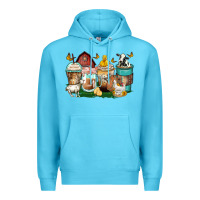 Ocean Blue farm animals coffee cups Premium Hoodie - Zillion Design Studio