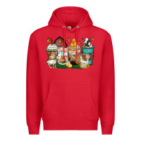Red farm animals coffee cups Premium Hoodie - Zillion Design Studio