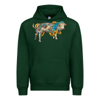 Forest Green charolais bull with sunflowers and gemstone western patterns Urban Hoodie - RanaPortraitStore