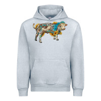Heather Grey charolais bull with sunflowers and gemstone western patterns Urban Hoodie - RanaPortraitStore