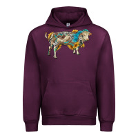 Mauve Wine charolais bull with sunflowers and gemstone western patterns Urban Hoodie - RanaPortraitStore