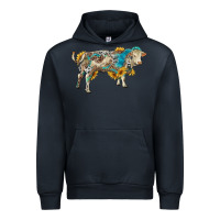 Navy charolais bull with sunflowers and gemstone western patterns Urban Hoodie - RanaPortraitStore