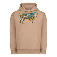 Pigment Burro charolais bull with sunflowers and gemstone western patterns Urban Hoodie - RanaPortraitStore