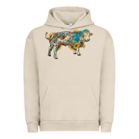 Pigment French Oak charolais bull with sunflowers and gemstone western patterns Urban Hoodie - RanaPortraitStore