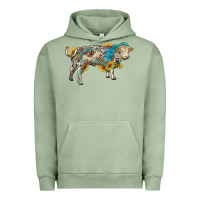 Pigment Oil Green charolais bull with sunflowers and gemstone western patterns Urban Hoodie - RanaPortraitStore