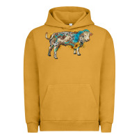 Pigment Peanut Butter charolais bull with sunflowers and gemstone western patterns Urban Hoodie - RanaPortraitStore