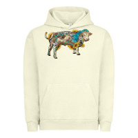 Pigment Pistachio charolais bull with sunflowers and gemstone western patterns Urban Hoodie - RanaPortraitStore