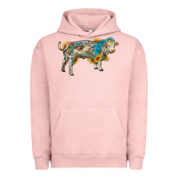 Pigment Salmon charolais bull with sunflowers and gemstone western patterns Urban Hoodie - RanaPortraitStore