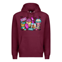Burgundy eyelash coffee cups Premium Hoodie - Zillion Design Studio
