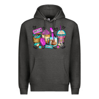 Charcoal Heather eyelash coffee cups Premium Hoodie - Zillion Design Studio