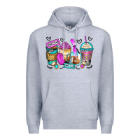 Heather Grey eyelash coffee cups Premium Hoodie - Zillion Design Studio