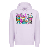 Lilac eyelash coffee cups Premium Hoodie - Zillion Design Studio