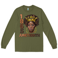 Army Green 1865 juneteenth black women Long Sleeve Tee - BarkalooDesign