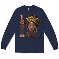 Navy 1865 juneteenth black women Long Sleeve Tee - BarkalooDesign