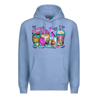 Colony Blue eyelash coffee cups Premium Hoodie - Zillion Design Studio