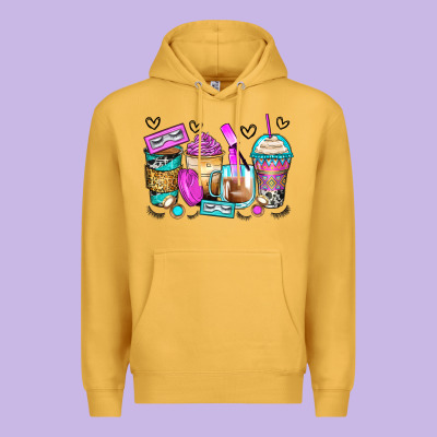 Eyelash Coffee Cups Premium Hoodie Designed By Zillion Design Studio