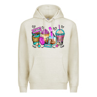 Oatmeal Heather eyelash coffee cups Premium Hoodie - Zillion Design Studio