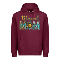 Burgundy western blessed mom with sunflower Premium Hoodie - texasbilliewilder