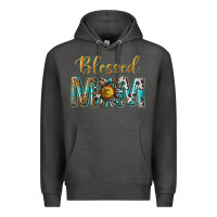 Charcoal Heather western blessed mom with sunflower Premium Hoodie - texasbilliewilder