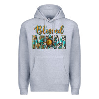 Heather Grey western blessed mom with sunflower Premium Hoodie - texasbilliewilder