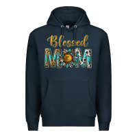Navy western blessed mom with sunflower Premium Hoodie - texasbilliewilder