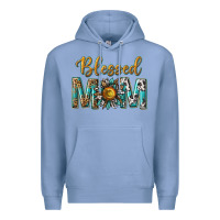 Colony Blue western blessed mom with sunflower Premium Hoodie - texasbilliewilder