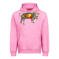 Fuchsia Pink charolais bull with desert and leopard Urban Hoodie - RanaPortraitStore