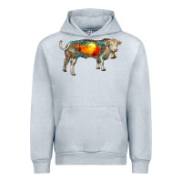 Heather Grey charolais bull with desert and leopard Urban Hoodie - RanaPortraitStore