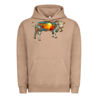 Pigment Burro charolais bull with desert and leopard Urban Hoodie - RanaPortraitStore