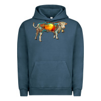 Pigment Midnight Navy charolais bull with desert and leopard Urban Hoodie - RanaPortraitStore
