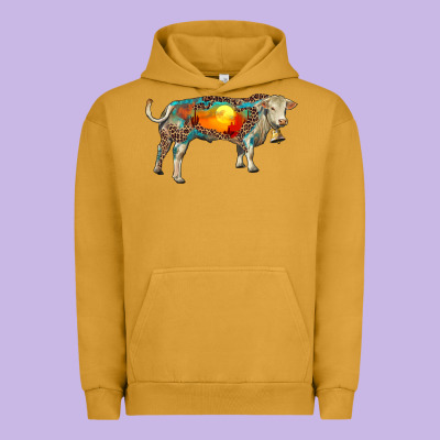 Charolais Bull With Desert And Leopard Urban Hoodie Designed By Ranaportraitstore