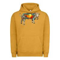 Pigment Peanut Butter charolais bull with desert and leopard Urban Hoodie - RanaPortraitStore