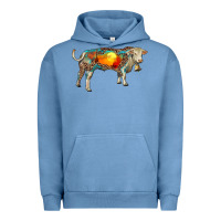 Pigment Pebble Blue charolais bull with desert and leopard Urban Hoodie - RanaPortraitStore