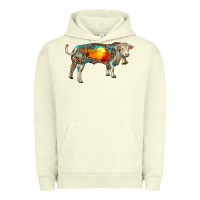 Pigment Pistachio charolais bull with desert and leopard Urban Hoodie - RanaPortraitStore