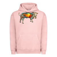 Pigment Salmon charolais bull with desert and leopard Urban Hoodie - RanaPortraitStore