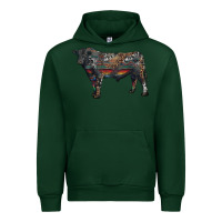 Forest Green black angus bull with western patterns Urban Hoodie - RanaPortraitStore