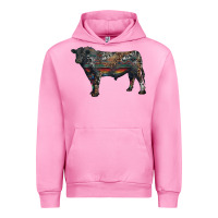 Fuchsia Pink black angus bull with western patterns Urban Hoodie - RanaPortraitStore