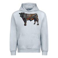 Heather Grey black angus bull with western patterns Urban Hoodie - RanaPortraitStore