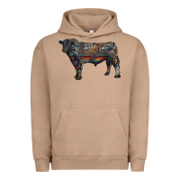 Pigment Burro black angus bull with western patterns Urban Hoodie - RanaPortraitStore