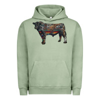 Pigment Oil Green black angus bull with western patterns Urban Hoodie - RanaPortraitStore