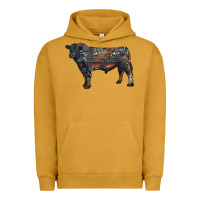 Pigment Peanut Butter black angus bull with western patterns Urban Hoodie - RanaPortraitStore