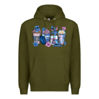 Army Green stitch coffee cups Premium Hoodie - Zillion Design Studio