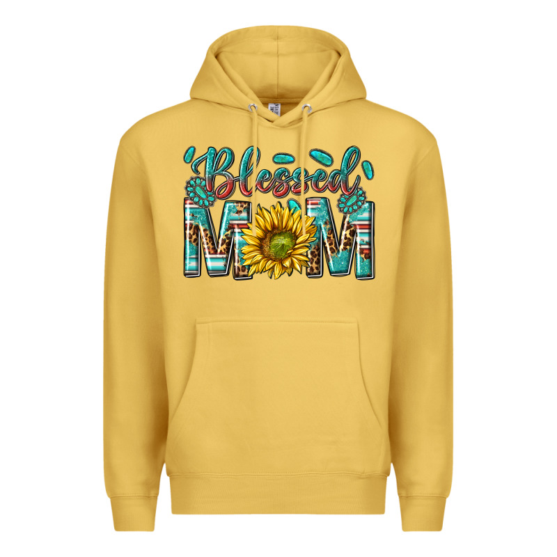 Western Blessed Mom With Sunflower Premium Hoodie by texasbilliewilder | Teevron