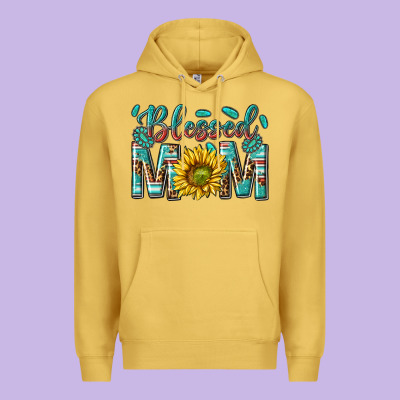 Western Blessed Mom With Sunflower Premium Hoodie Designed By Texasbilliewilder