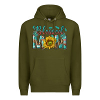 Army Green western blessed mom with sunflower Premium Hoodie - texasbilliewilder