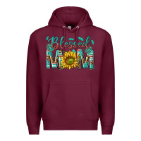 Burgundy western blessed mom with sunflower Premium Hoodie - texasbilliewilder