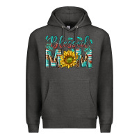 Charcoal Heather western blessed mom with sunflower Premium Hoodie - texasbilliewilder