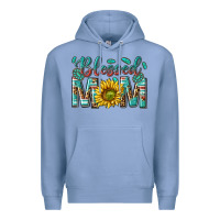 Colony Blue western blessed mom with sunflower Premium Hoodie - texasbilliewilder