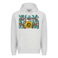 Dove Grey western blessed mom with sunflower Premium Hoodie - texasbilliewilder