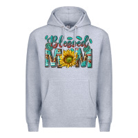 Heather Grey western blessed mom with sunflower Premium Hoodie - texasbilliewilder